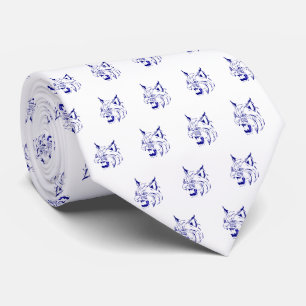 Bobcat Wild Cat Team Mascot Necktie Blue/White