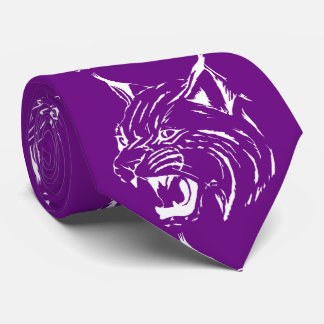 Bobcat Wild Cat Team Mascot  White On Any Colour Tie