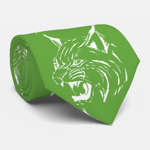 Bobcat Wild Cat Team Mascot  White On Any Colour Tie