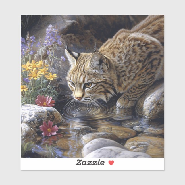 Bobcat with Wildflowers Scenic Art (Sheet)