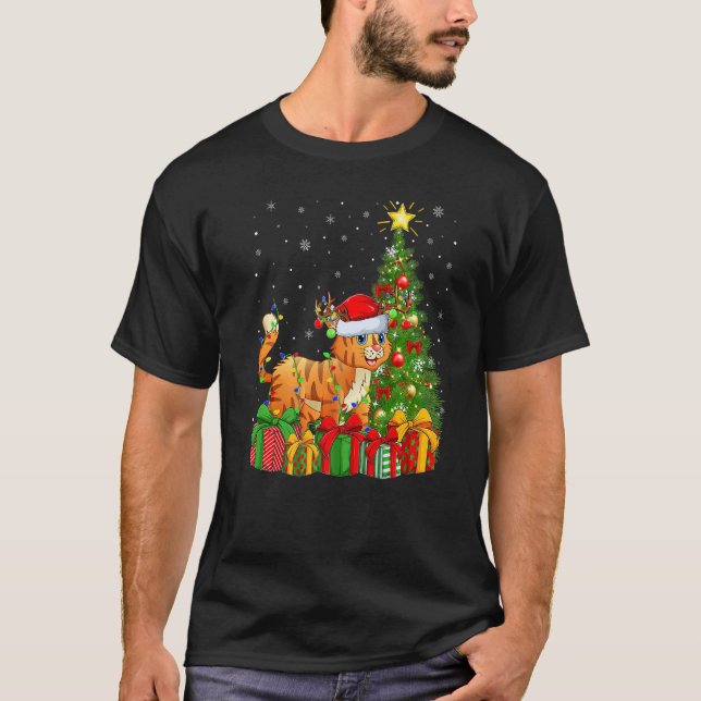 Bobcat  Xmas Holiday Santa Bobcat Christmas Tree T-Shirt (Front)