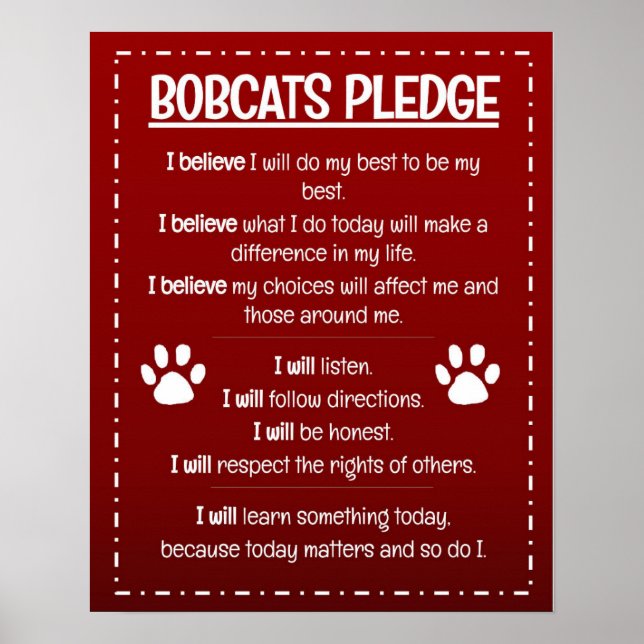 Bobcats Pledge Poster (Front)