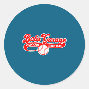 Bobs Garage Baseball Team Classic Round Sticker