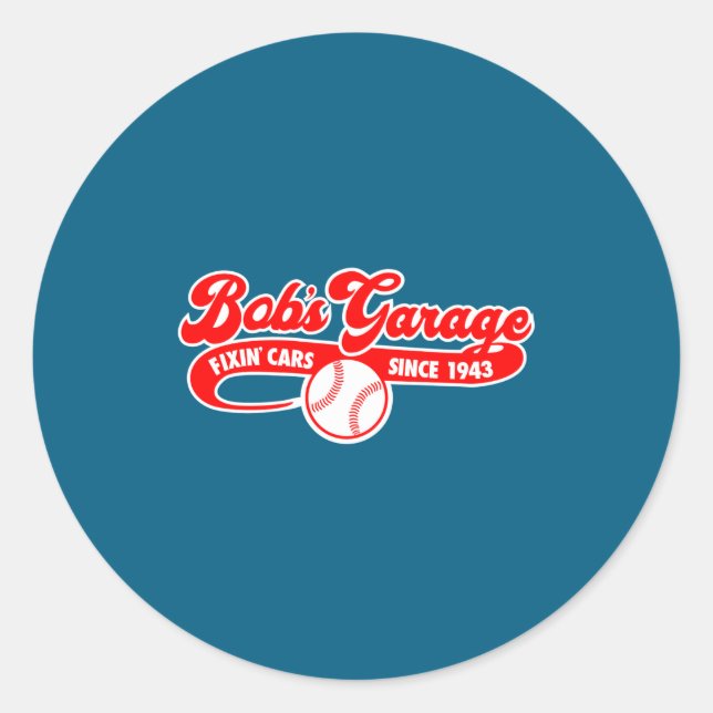 Bobs Garage Baseball Team Classic Round Sticker (Front)