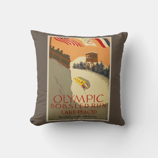 Bobsled Run, Lake Placid 1932 Cushion (Front)