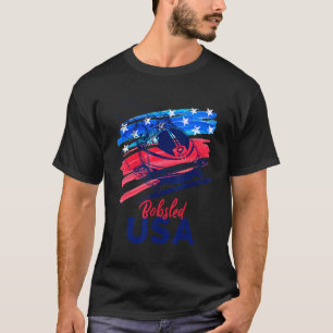 Bobsled Usa Support The Team T Usa Flag Skeleton W T-Shirt