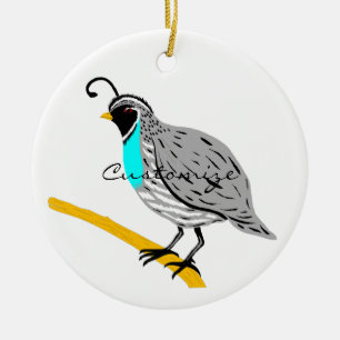 Bobwhite Blue-throated Quail Thunder_Cove Ceramic Ornament