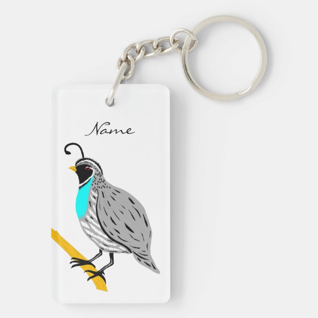 Bobwhite Blue-throated Quail Thunder_Cove Key Ring (Back)