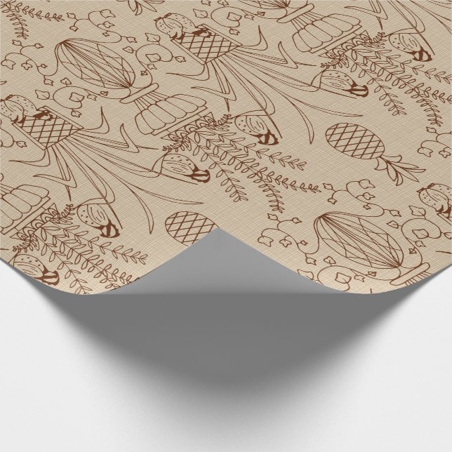 Bobwhite Quail Damask Sepia Wrapping Paper (Corner)