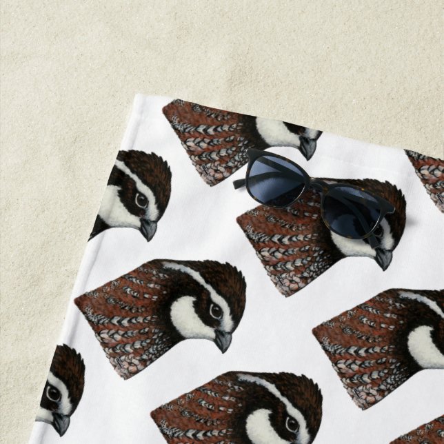 Bobwhite Quail Head Beach Towel (In Situ)