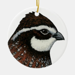 Bobwhite Quail Head Ceramic Tree Decoration