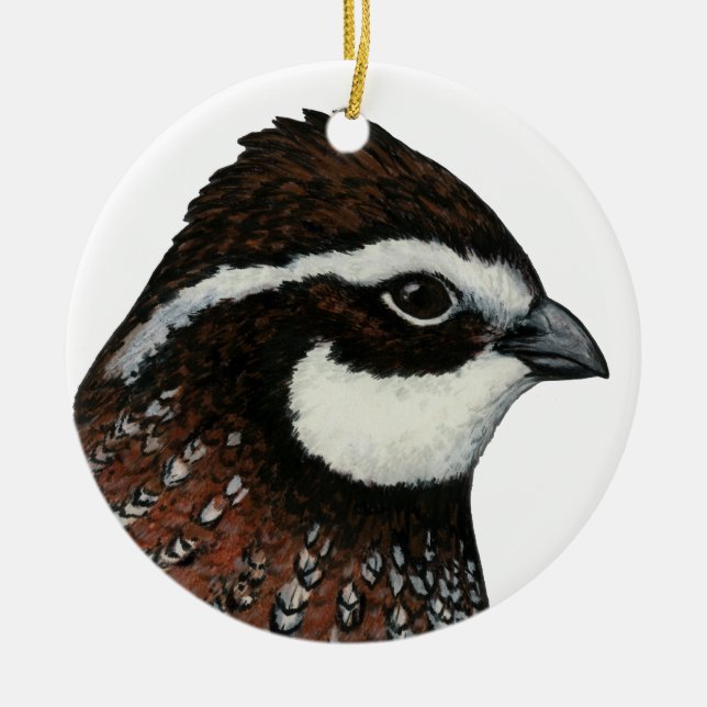 Bobwhite Quail Head Ceramic Tree Decoration (Front)