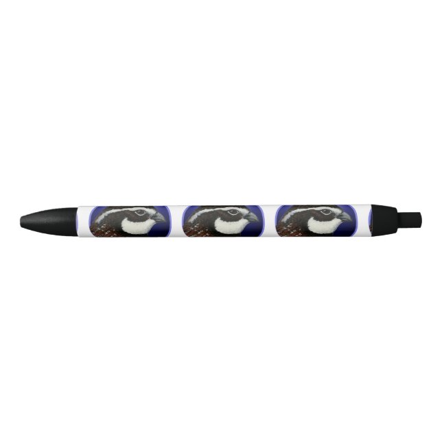 Bobwhite Quail Head Circle Black Ink Pen (Front)