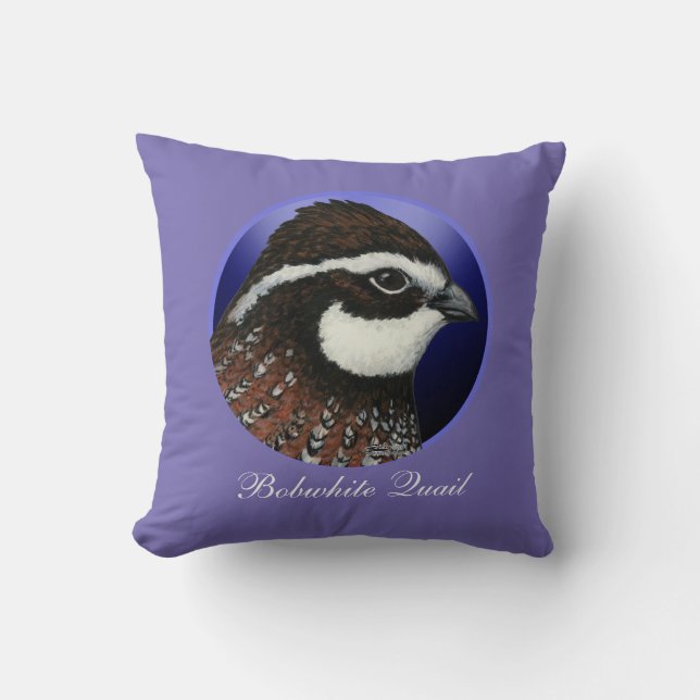 Bobwhite Quail Head Circle Cushion (Front)