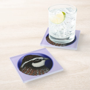Bobwhite Quail Head Circle Glass Coaster