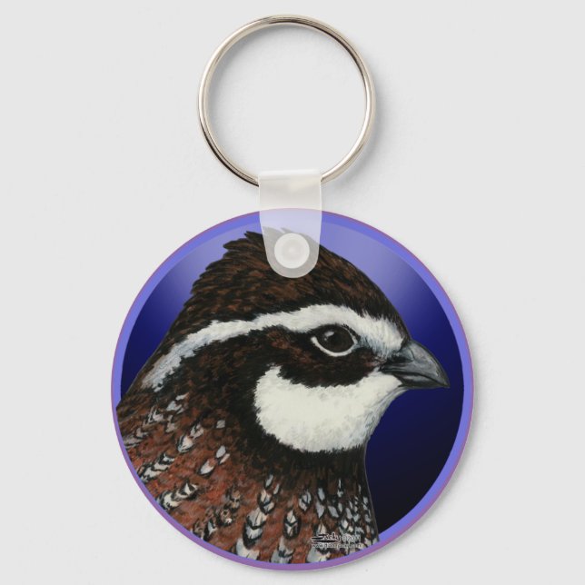 Bobwhite Quail Head Circle Key Ring (Front)