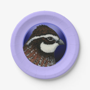 Bobwhite Quail Head Circle Paper Plate