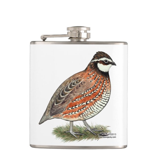 Bobwhite Quail Rooster Hip Flask (Front)