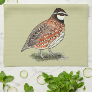 Bobwhite Quail Rooster Tea Towel
