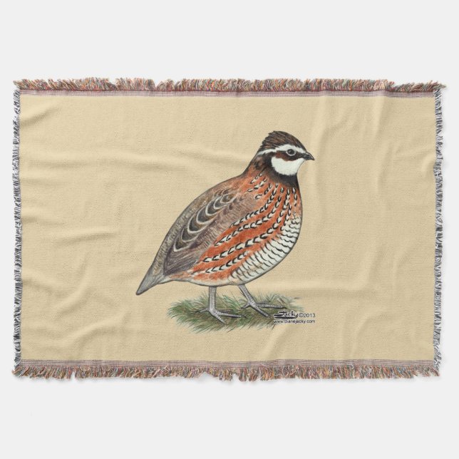 Bobwhite Quail Rooster Throw Blanket (Front)