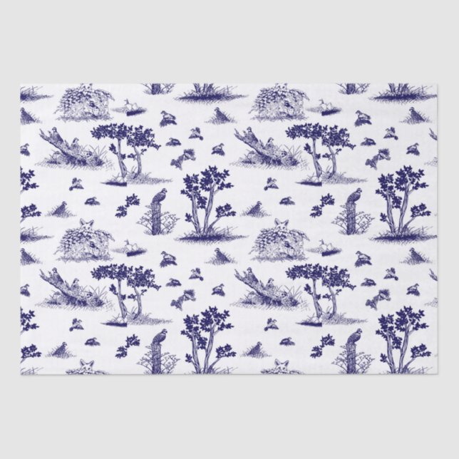 Bobwhite Toile De Jouy Tissue Paper Blue (Front)