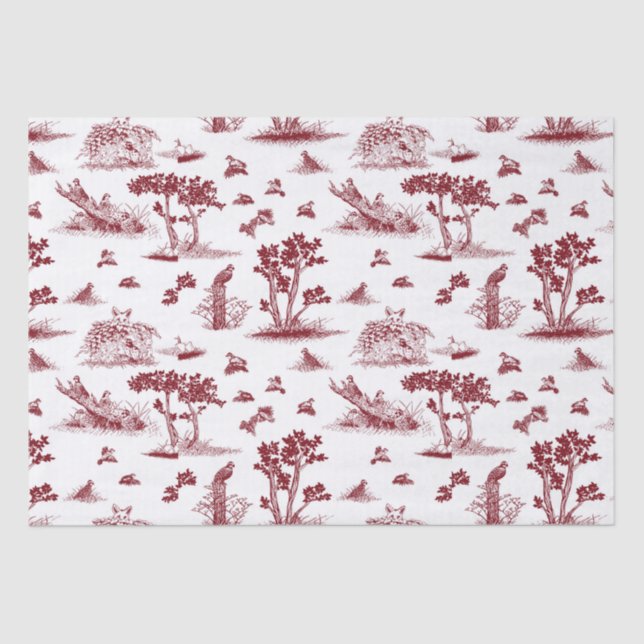 Bobwhite Toile De Jouy Tissue Paper Red (Front)
