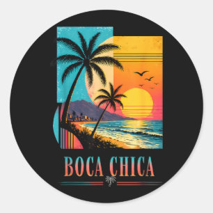 Boca Chica Beach Sunset 2026 Summer Vacation Retro Classic Round Sticker