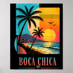 Boca Chica Beach Sunset 2026 Summer Vacation Retro Poster