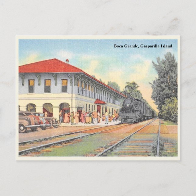 Boca Grande Gasparilla vintage railway station Postcard (Front)