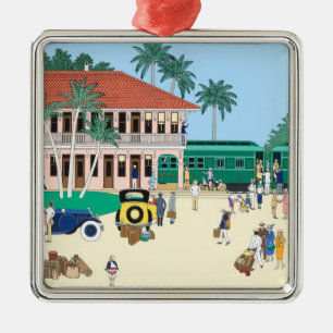 Boca Grande Railroad Depot Metal Ornament