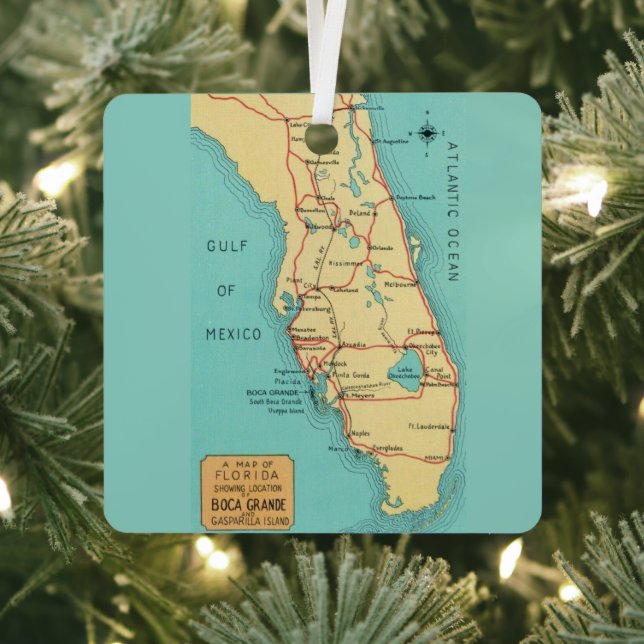  Boca Grande Useppa Florida Map Ornament (Insitu)