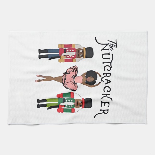 Boca Raton Black Nutcracker Funny Christmas  Tea Towel (Horizontal)