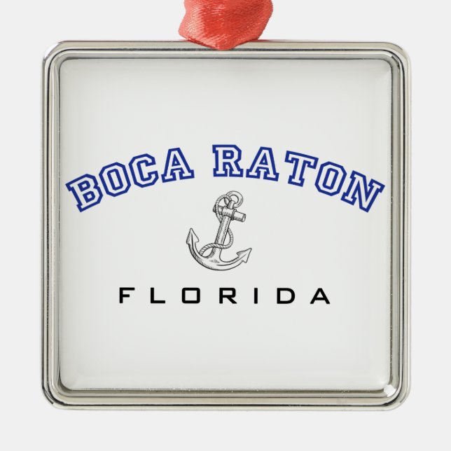 Boca Raton, FL w/anchor Metal Ornament (Front)