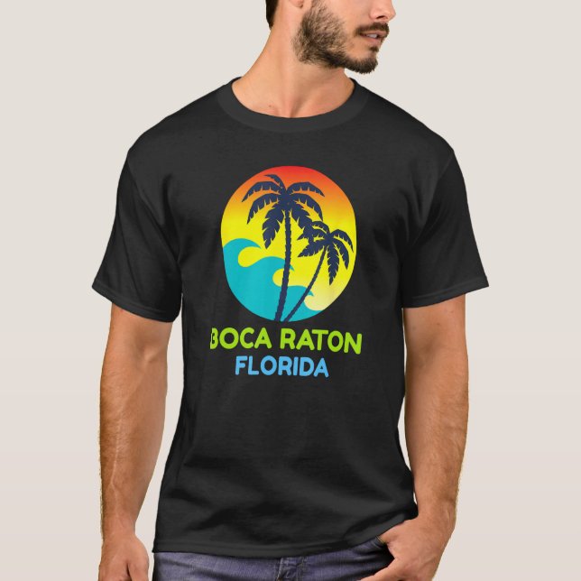Boca Raton Florida Beach Trip Tropical Retro T-Shirt (Front)