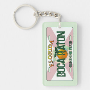 Boca Raton Florida flag license plate keychain