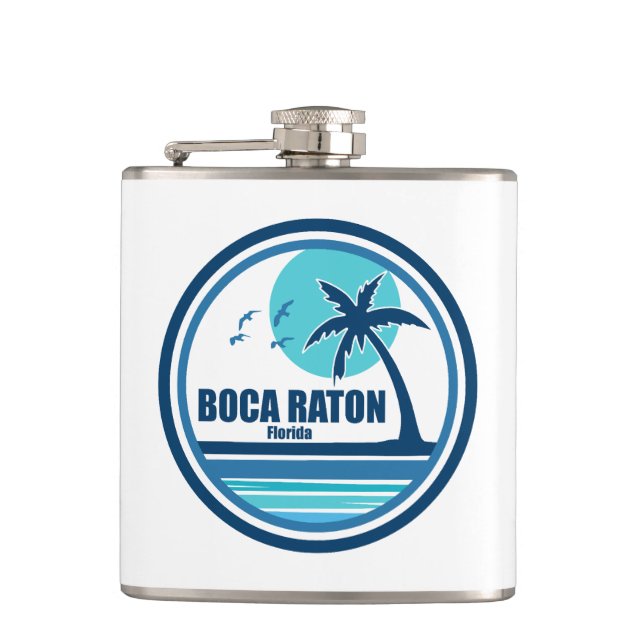 Boca Raton Florida Palm Tree Birds Hip Flask (Front)