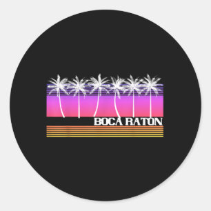 Boca Raton Florida Retro Beach Vintage Sunset 70s Classic Round Sticker