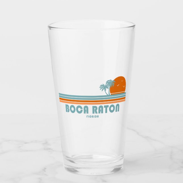 Boca Raton Florida Sun Palm Trees Glass (Front)