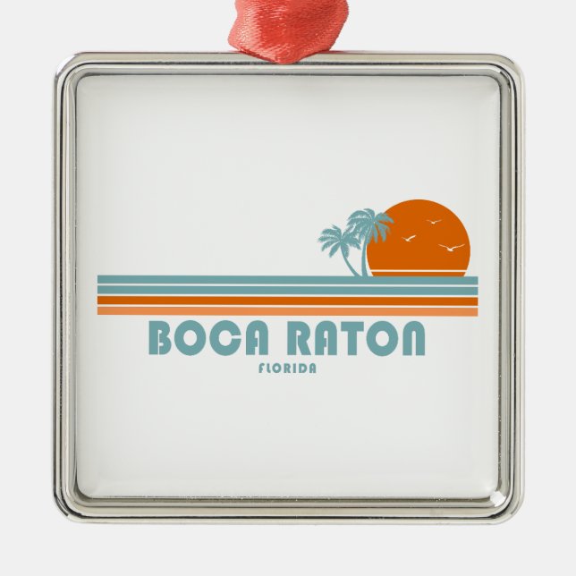 Boca Raton Florida Sun Palm Trees Metal Ornament (Front)