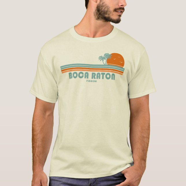 Boca Raton Florida Sun Palm Trees T-Shirt (Front)