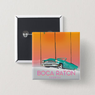 Boca Raton Florida travel poster. 15 Cm Square Badge