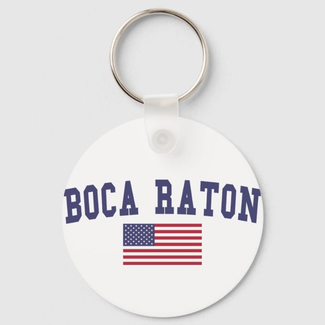Boca Raton US Flag Key Ring (Front)