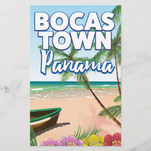 Bocas Town Panama Beach travel poster Stationery