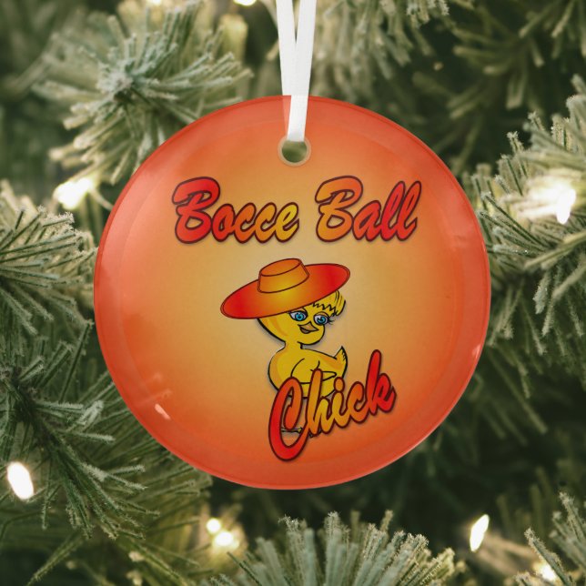 Bocce Ball Chick #5 Glass Tree Decoration (Insitu)