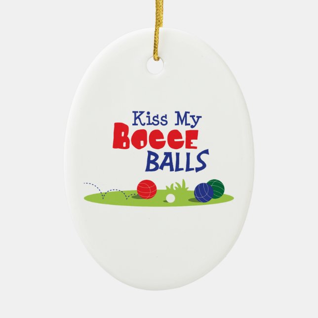 Bocce Ball Game Ceramic Ornament (Front)
