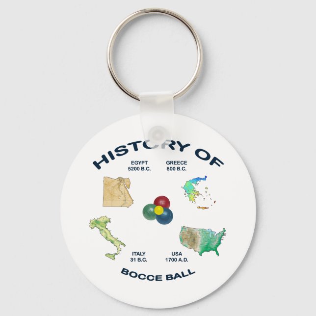 Bocce Ball History Key Ring (Front)