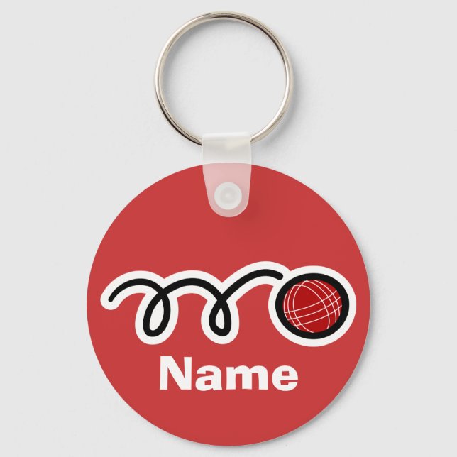 Bocce ball keychain with personalized name (Front)
