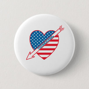 Bocce Ball Patriot Heart 6 Cm Round Badge