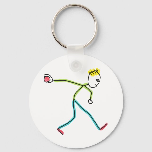Bocce Ball Stickman Key Ring (Front)
