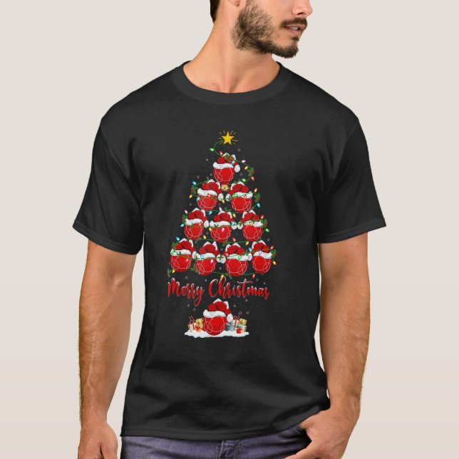 Bocce Ball  Xmas Lights Bocce Christmas Tree T-Shirt (Front)